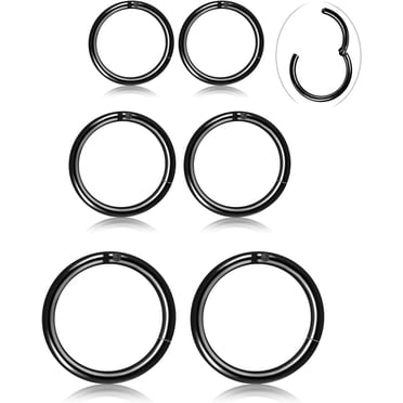 3-6Pairs Stainless Steel 16G Sleeper Earrings Septum Clicker Nose Lip Ring Body Piercing