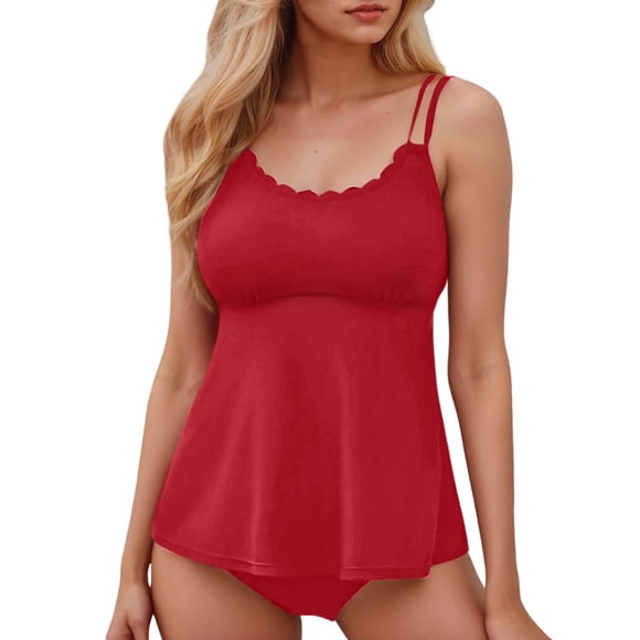 DGMIOCS Two Piece Bathing Suit Women's Bikini Red S