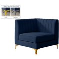 thumbnail image 1 of Meridian Furniture Alina Fauteuil d'Angle en Velours Bleu Marine, 1 of 16