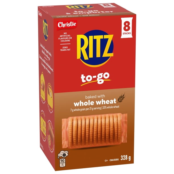 RITZ To-Go Baked with Whole Wheat Crackers, Pack of 8 individually