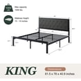 thumbnail image 3 of Amolife King Size Metal Bed Frame with Upholstered Headboard, Dark Grey, 3 of 7