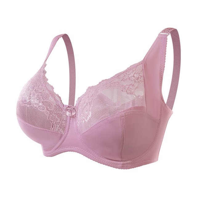 VEKDONE Woman's Embroidery Thin Style Ventilate Large Size Bra Steel Rim Pink 48/110G