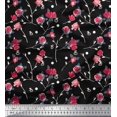 thumbnail image 1 of Soimoi Modal Satin Fabric Leaves, & Rose Floral Decor Fabric Printed Yard 42 Inch Wide, 1 of 3