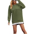 thumbnail image 4 of Gspmoly Robes Grande Taille pour Femmes aux Formes, Mode Femmes Décontracté à Empiècements Fermeture Éclair Latérale Col Rond Chandail Uni Manches Longues Robes Robes de Cocktail jusqu'à 70 % de Rabais, 4 of 8