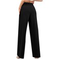 thumbnail image 3 of Diufon Womens High Waisted Pants Solid Color Wide Leg Pants Button Business Straight Trousers with Pockets, 3 of 6