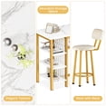thumbnail image 2 of Lamerge Bar Dining Table Set for 2, 3 Piece Bar Table and Chairs Set, Kitchen Counter Height Dining Table Set, Small Kitchen Bar Table with Storage, Breakfast Nook Set for Small Space, White+Gold, 2 of 8