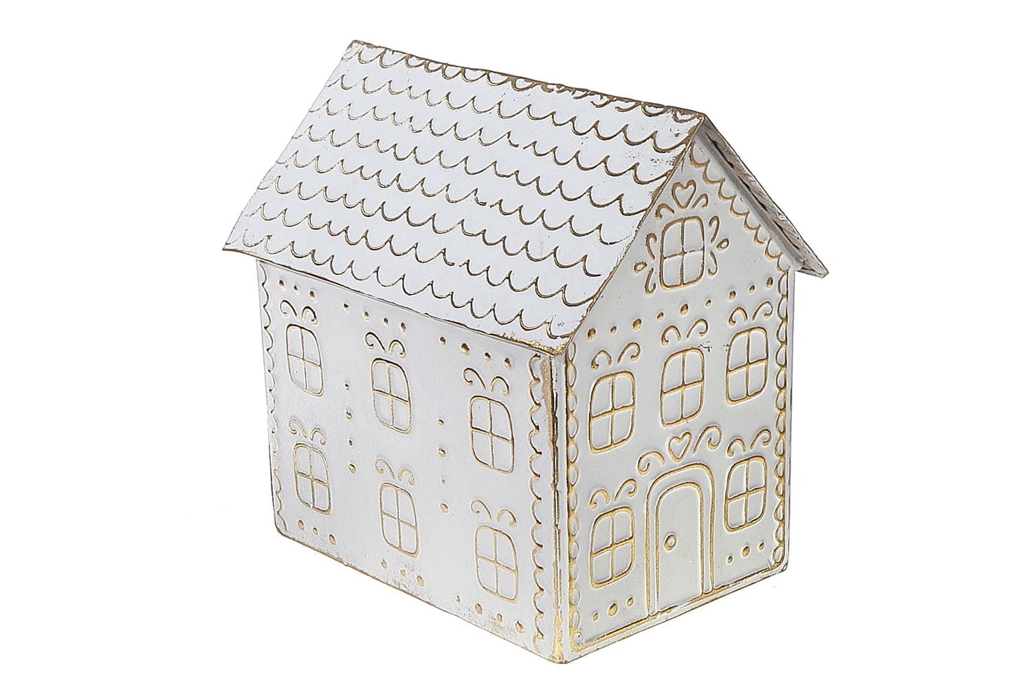 Gold And White Gingerbread Metal House