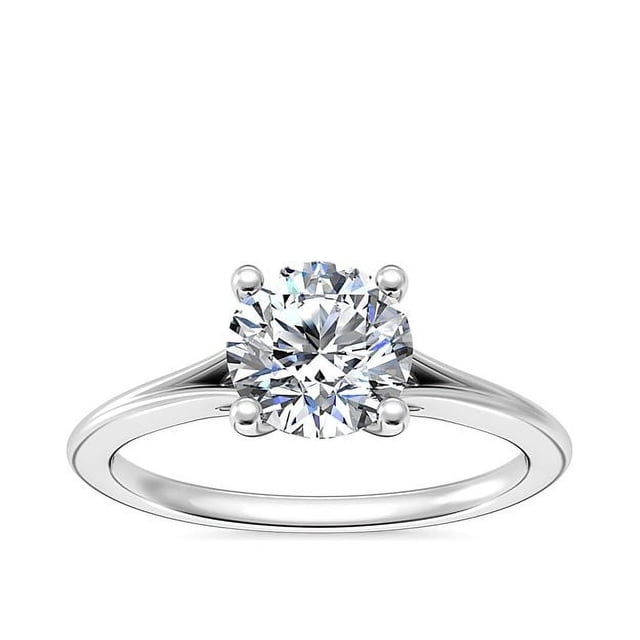 1,00 Ct T.p. Rond Véritable Diamond Superbe Bague de Fiançailles Solitaire pour Femme en Or Blanc Massif 14K Taille 3,5