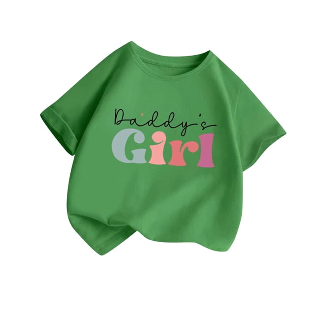 Économies d'Été! SROBPTY Garçons Filles T-Shirts à Manches Courtes Hauts, Été Garçons et T-Shirt à Col Rond à Manches Courtes pour Enfants Moyens et Grands Robe d'Été Décontractée à Demi-Manches Vert, 2 Ans