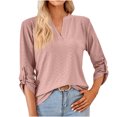thumbnail image 1 of Pompotops T-shirt Mode Femme Col en V Manches Longues Ample en Solde, 1 of 7