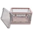 thumbnail image 1 of Collapsible Storage Bins with Double Side Doors, 35L Clear Plastic Folding Storage Boxes with Lid , Stackable Plastic Organization Cube Box with Wheels for Home Office Organization, 1 of 9