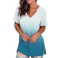 thumbnail image 4 of T-shirt Décontracté Mode Femme Col en V Dégradé Manches Courtes Ample, 4 of 9