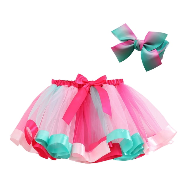 MIASHUI Jupes Tutu de Ballet pour Filles Robe de Princesse d'Anniversaire pour Enfants Ensemble Jupe Épingle à Cheveux, Rose, 5-8 Ans