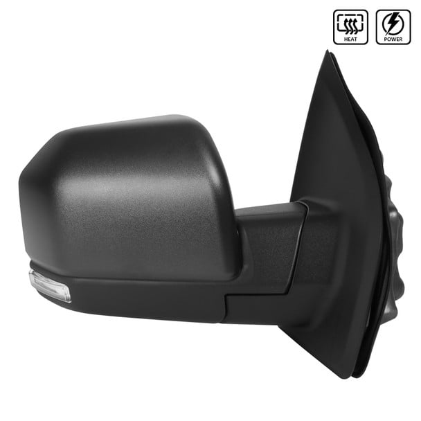 Convient aux 2015-2018 Ford F-150 Spec-D Tuning Miroir Extérieur RMV-F15015HP-FS-R Remplacement OEM; Simple; Boîtier en Plastique ABS Noir; Réglage de Puissance; Pliable; avec Miroirs Chauffants