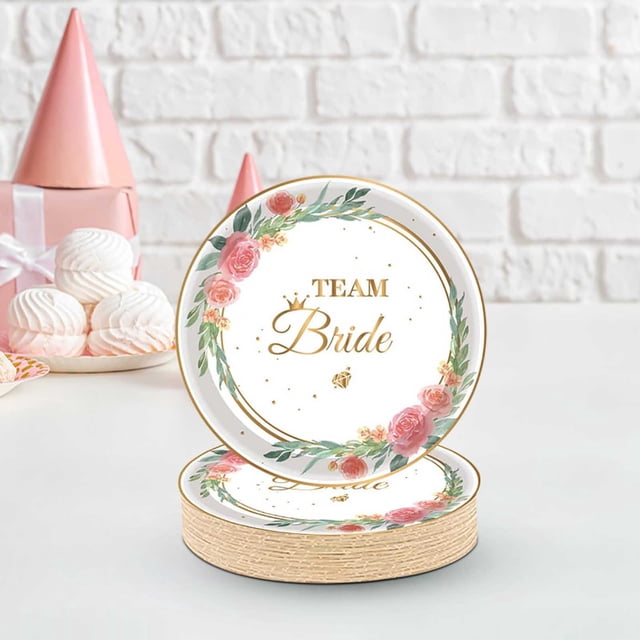 Flower Bride Party Theme Tableware Set Disposable Decorative Tableware Paper Set