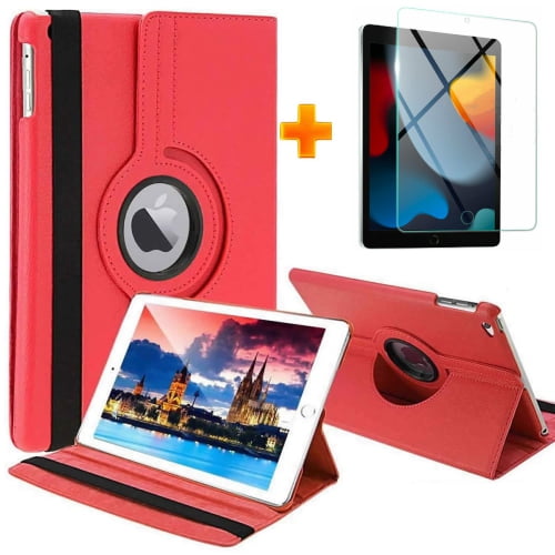 SuperShield Smart Case With Screen Protector for iPad Air 3rd 10.5" 2019 / iPad Pro 10.5" 2017, Slim Lightweight Rotating Stand Cover with Translucent Frosted Back - Red