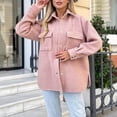 thumbnail image 4 of WEIYLL Womens Fleece Jacket Shirt Oversized Button Down Long Shacket Pockets Red Cold Weather Tops Size M, 4 of 6