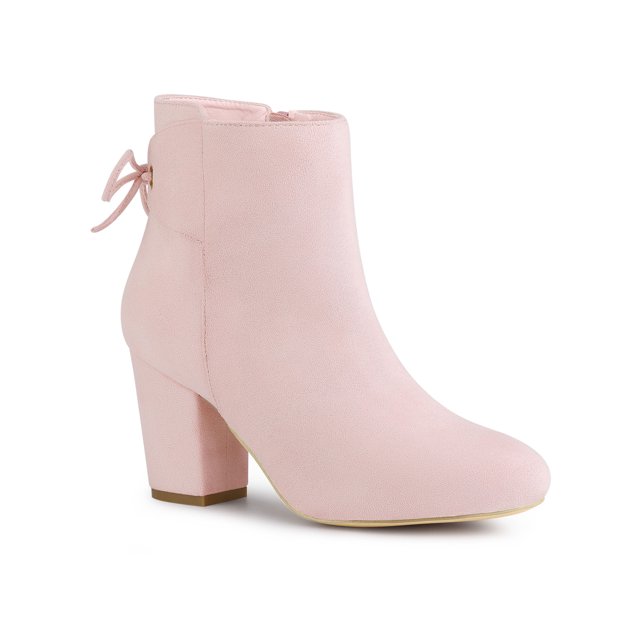 Unique Bargains Women's Block Heel Lace Up Back Ankle Boots
