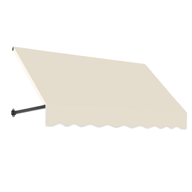 AWNTECH 5 ft. Dallas Retro Open-Sided Slope Style Door/Window Awning Fixed Outdoor Canopy 64.5 Inch W x 18 Inch H x 36 Inch Proj, Linen