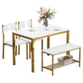 thumbnail image 2 of SogesPower 4 Pieces Contemporary Wood, Iron Dining Table Set Gold/White, 2 of 8