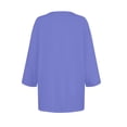 thumbnail image 4 of DENGDENG Womens 3/4 Sleeve T Shirts Elbow Crew Neck T Shirts Summer Casual Button Down Blouses Solid Color Three Quarter Length Tunics Plus Size Spring Pullover Purple XL, 4 of 5
