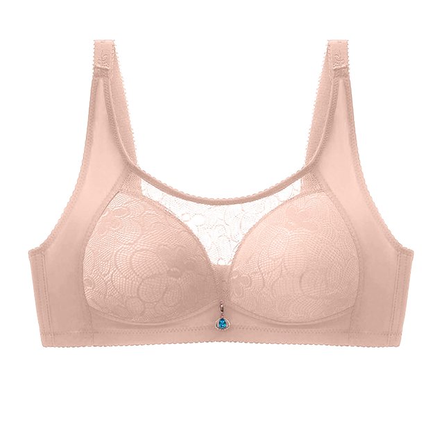 Womans Fashion Bowknot Printing Comfortable Hollow Out Bra Underwear No Rims