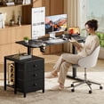 thumbnail image 2 of GUNAITO Computer Desk 58.2" × 23.6" Electric Standing Desk with 3 Drawers Height Adjustable Stand Up Table Ergonomic Sit Stand Desk with Splice Board for Home Office Black, 2 of 11