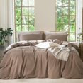 thumbnail image 1 of Bedding Duvet Cover Set Washed Cotton Linen Like Textu Breathable Durable Soft Comfy (Tannish Linen Grey Queen), 1 of 9