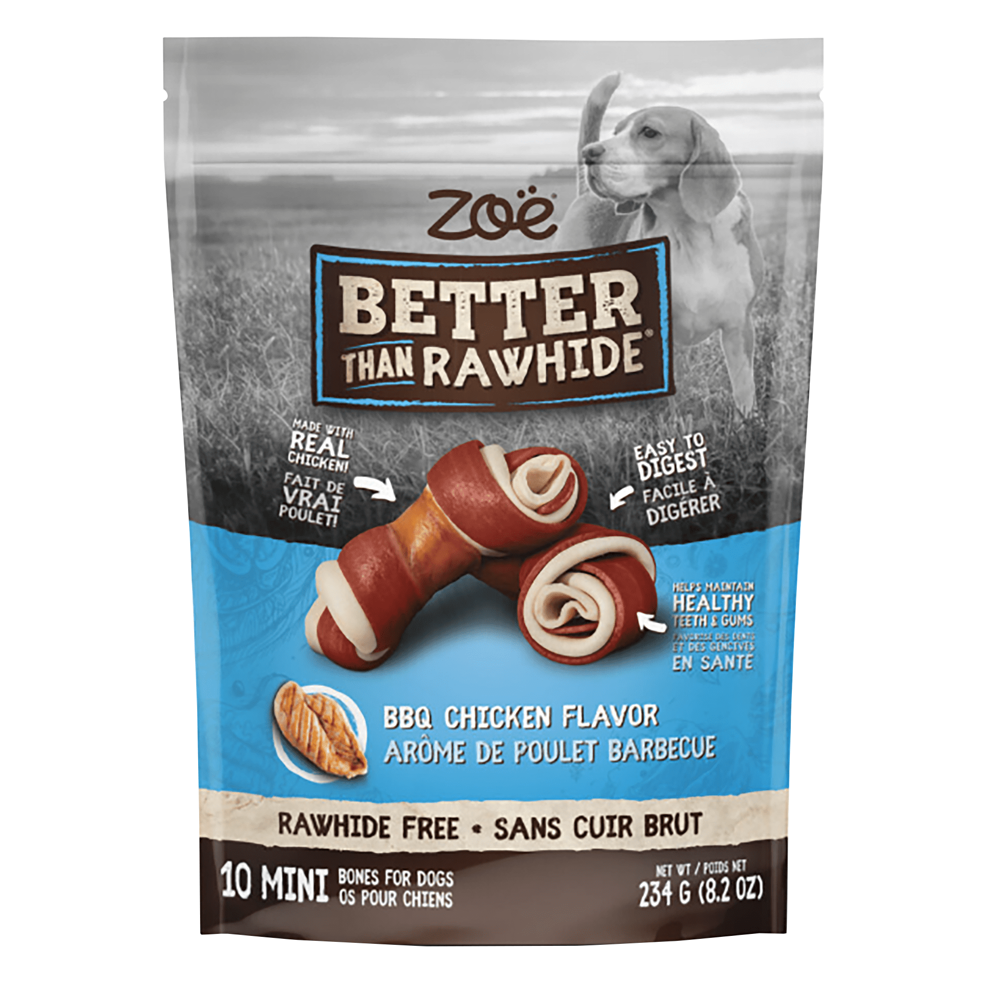 Zoe Better than Rawhide Mini Bones BBQ Chicken Rawhide Free Dog Treats, 234 G