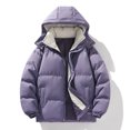 thumbnail image 1 of Maqroz Men's Padded Jacket with Hood Full Zip Stand Collar Coat Winter Thermal Solid Color Outerwear with Pockets Fashion Fall Winter Quilted Coats, 1 of 2