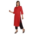 thumbnail image 3 of Moomaya Blouses Unies à Plis Nervurés pour Femmes Kurti Ethnique Indien Décontracté Kurta en Coton, 3 of 7