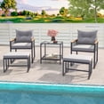 thumbnail image 4 of Costway 5 Piece Outdoor Conversation Set Rattan Armchairs with 2-Layer Side Table, 4 of 10