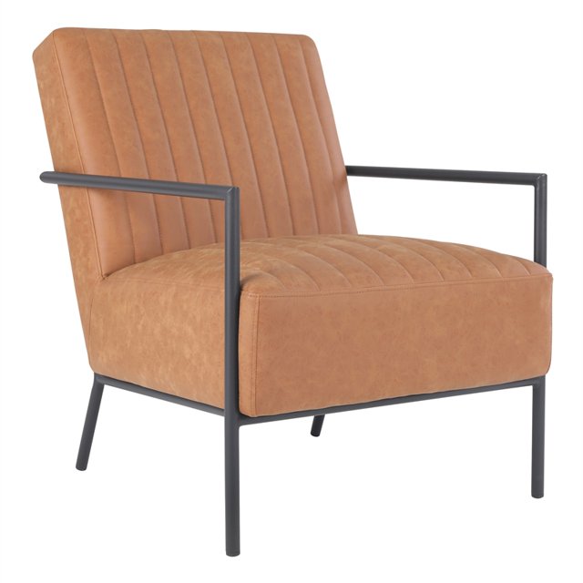Verdugo Accent Chair with Black Frame in Sand Brown Faux Leather
