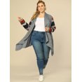 thumbnail image 2 of GRACE & GRANDEUR Tenue d'Halloween pour Femme Grande Taille Cardigan à Rayures Chandail Léger Manteau 4X Gris, 2 of 6