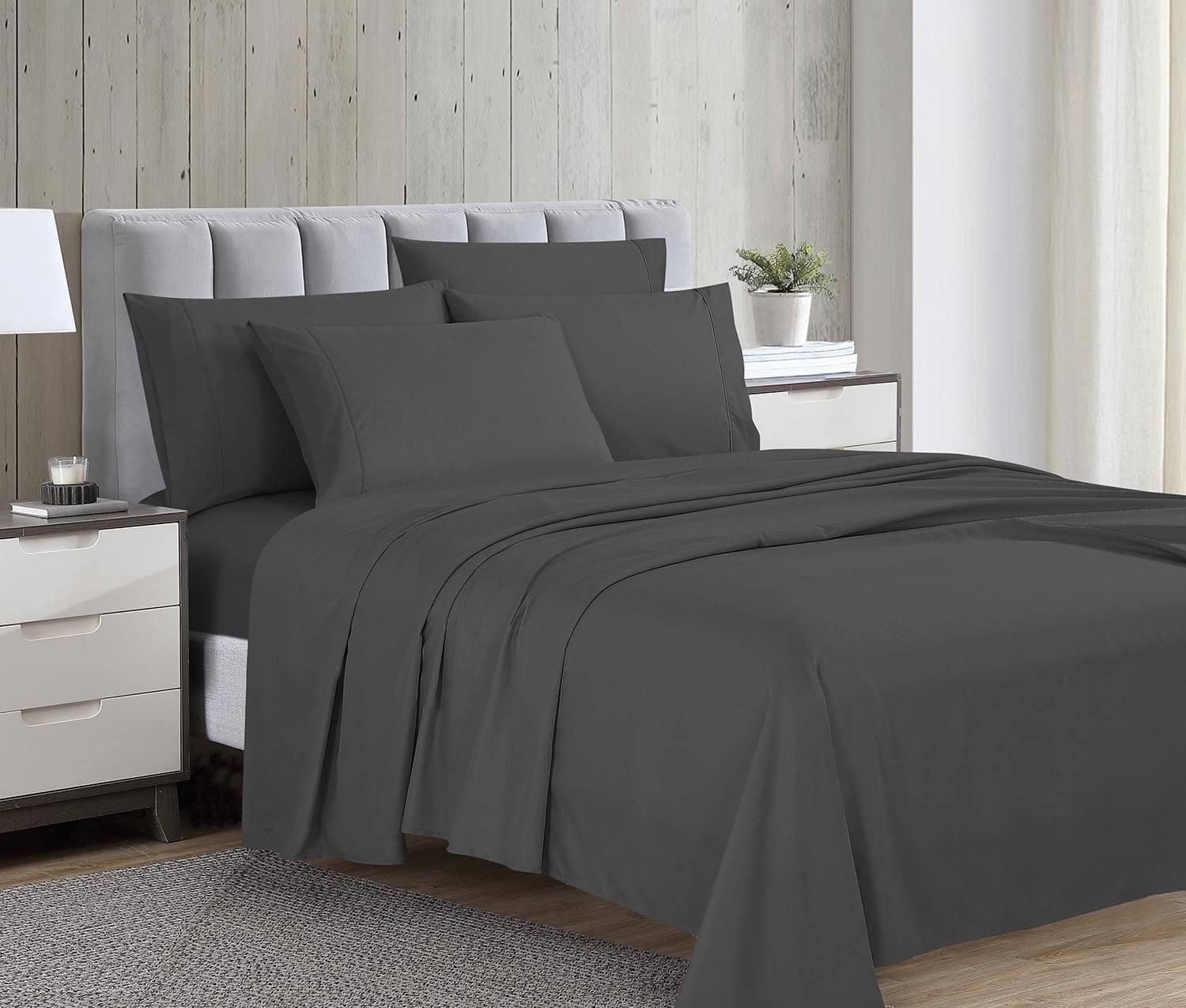 Swift Home Luxury 6-Piece Sheet Set with Extra Pillow Case, King, Gray