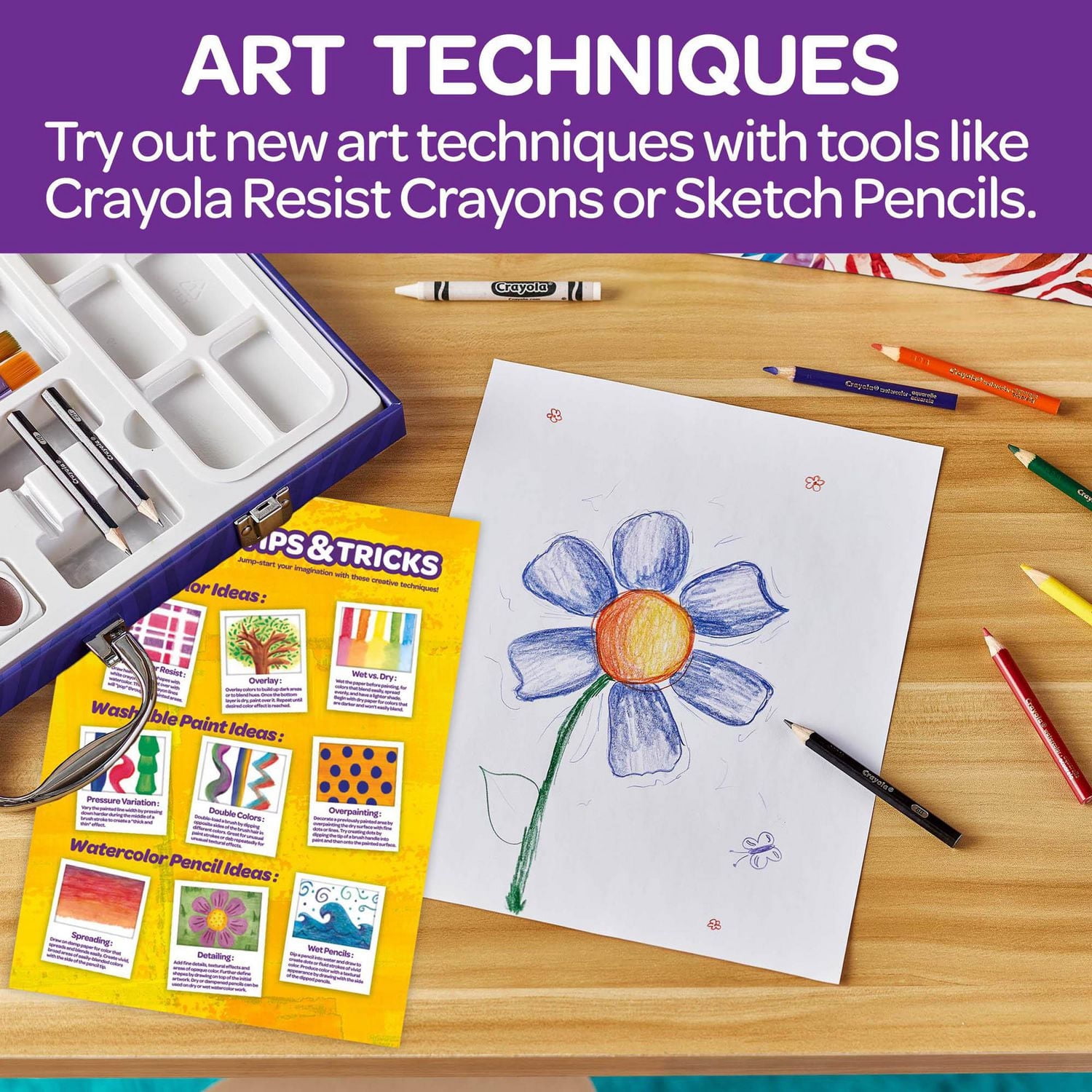 Crayola Paint & Create Easel Art Case –  Painting Set For Kids, Paint, Watercolours, Gift for Boys & Girls, Ages 4, 5, 6, 7, 8