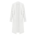thumbnail image 4 of GDREDA Womens Classic Coat Lapel Collar Open Front Belted Long Jacket White,M, 4 of 7
