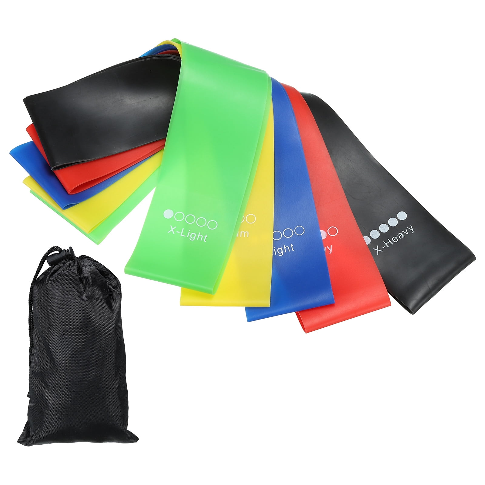 Unique Bargains Resistance Bands Set, 5 Pack Elastic Workout Bands with 5 Resistance Levels with Carrying Pouch, Multicolor