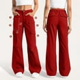 thumbnail image 3 of LOVZFMLL Pantalon pour Femme, Salopette Décontractée Unie Taille Haute d'Extérieur avec Poches Rouge, TG, 3 of 7