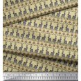thumbnail image 2 of Soimoi Beige Cotton Jersey Fabric Flower & Rabbit Folk Art Decor Fabric Printed Yard 58 Inch Wide, 2 of 5
