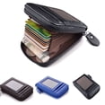 thumbnail image 1 of Men Credit Card Bag Genuine Leather RFID Blocking Zipper Thin Wallet ID Protection Purse, 1 of 6