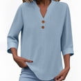 thumbnail image 2 of Swstbby Liquidation d'Économies d'Été! Hauts d'Été pour Femmes, pour Femmes T-Shirt Blouse d'Été Ample à Manches Courtes et Col Rond Décontracté Bleu G, 2 of 5