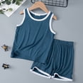 thumbnail image 2 of MIASHUI Ensemble Débardeur et Short pour Garçons Deux Pièces d'Été Sans Manches Pyjamas, Marine, 4-5 Ans, 2 of 3