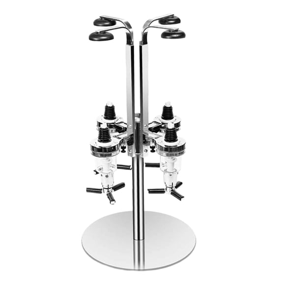 yuksok Revolving Bottle Dispenser Holder 4 Bottle Liquor Dispenser for Beverage Home Bar