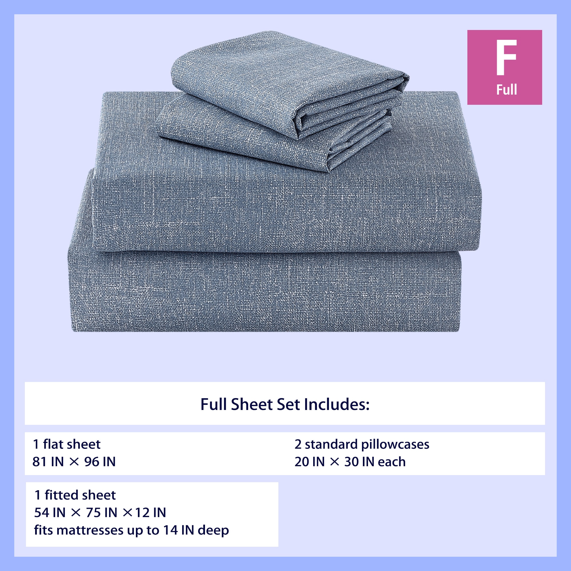Mainstays Kids Microfiber Bed Sheet Set, Full,Blue Day, 4 Pieces