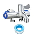 thumbnail image 1 of Robinet d'Évier à Trois Voies en Acier Inoxydable pour Laveuse, Valve d'Angle à 2 Voies, 1 of 10