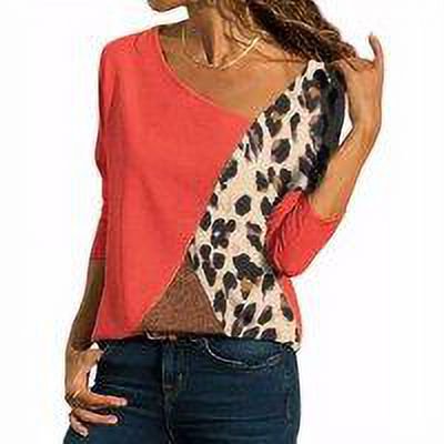 T-Shirt pour Femmes à Manches Longues à Col Rond Haut Couleur Été Décontracté Haut Bloc Blouse Décontractée, Rouge, TTTG