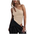 thumbnail image 2 of LSLJS Women's Sexy Pure Cotton Ribbed One Shoulder Hollowed Out Jumpsuit, 2 of 8