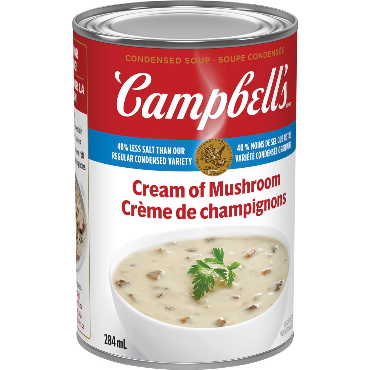 Campbell's® Soupe Condensée Crème de Champignons 40 % Moins de Sel, Stable à Température Ambiante