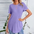 thumbnail image 2 of cfhntfmh Women's Ribbed Tops Short Sleeve Casual Basic Summer Tees Solid Crew Neck Curvy Hem T Shirt, 2 of 7